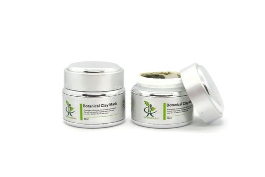 two jars of Botanical Clay Mask one with open lid | TGD Studio