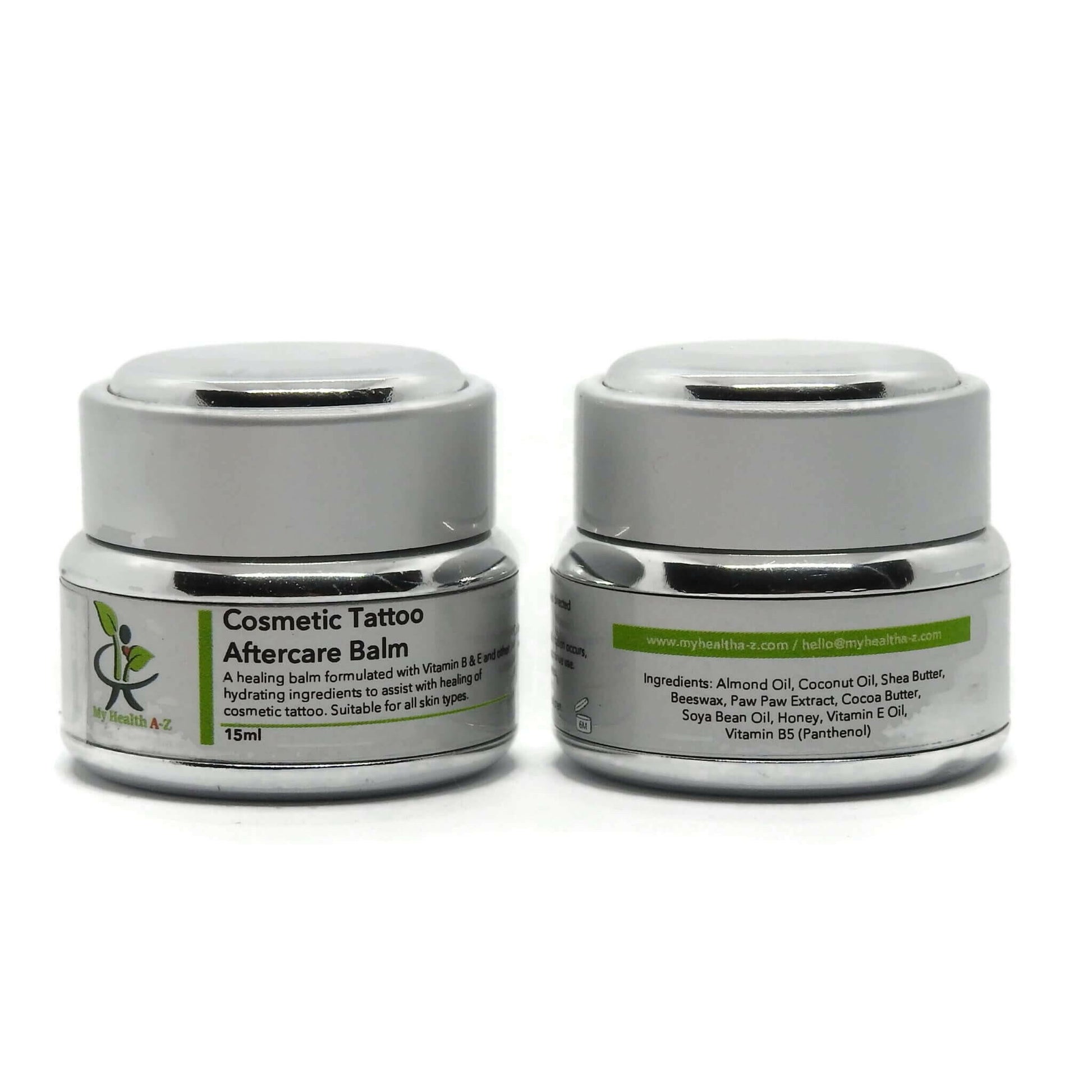 two jars Cosmetic Tattoo Aftercare Balm rear and front view