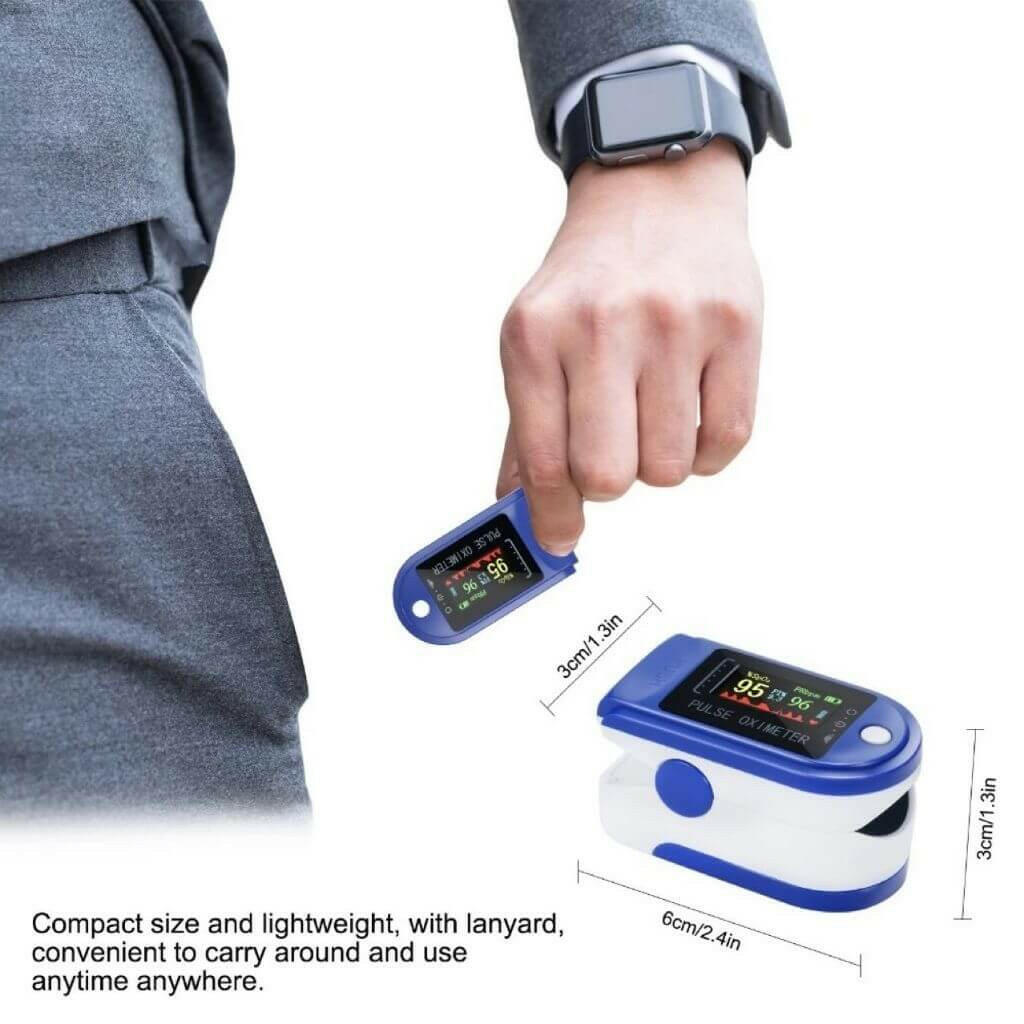 a man holding a Fingertip Pulse Oximeter