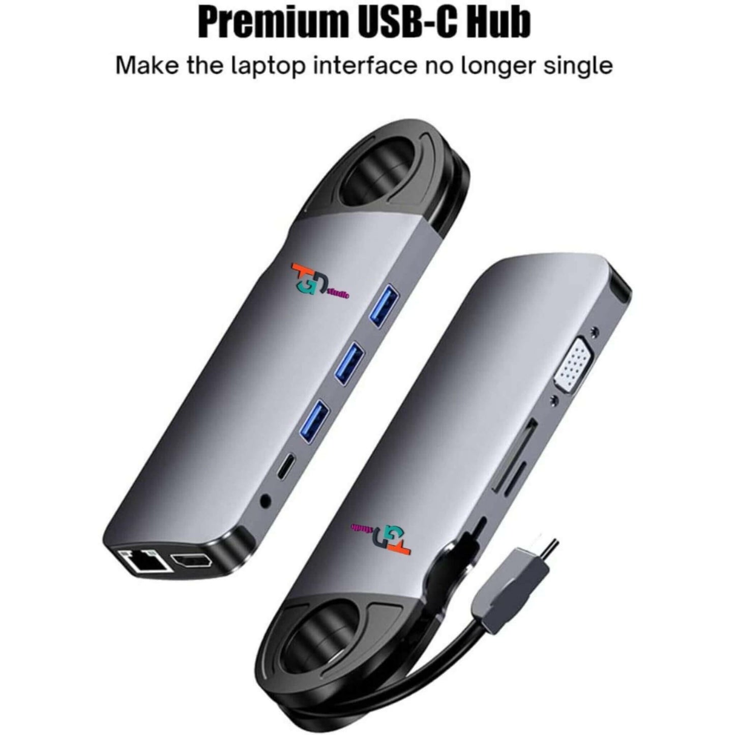 front and rear view of a usb c hub docking station 10 in 1