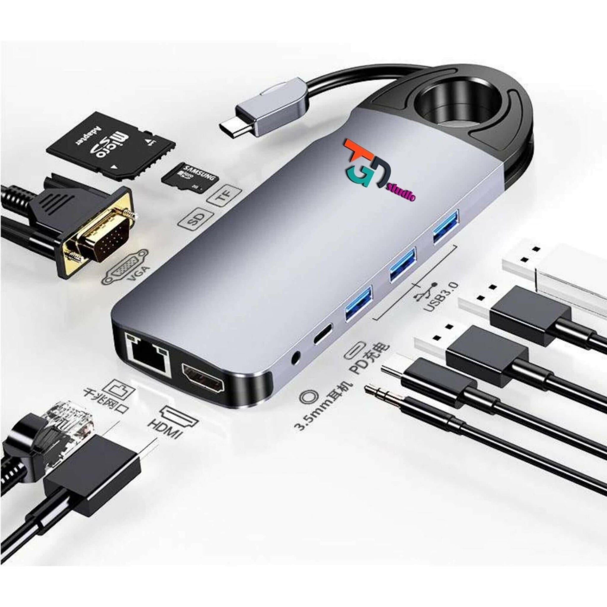 usb c hub docking station 10 in 1 with connections